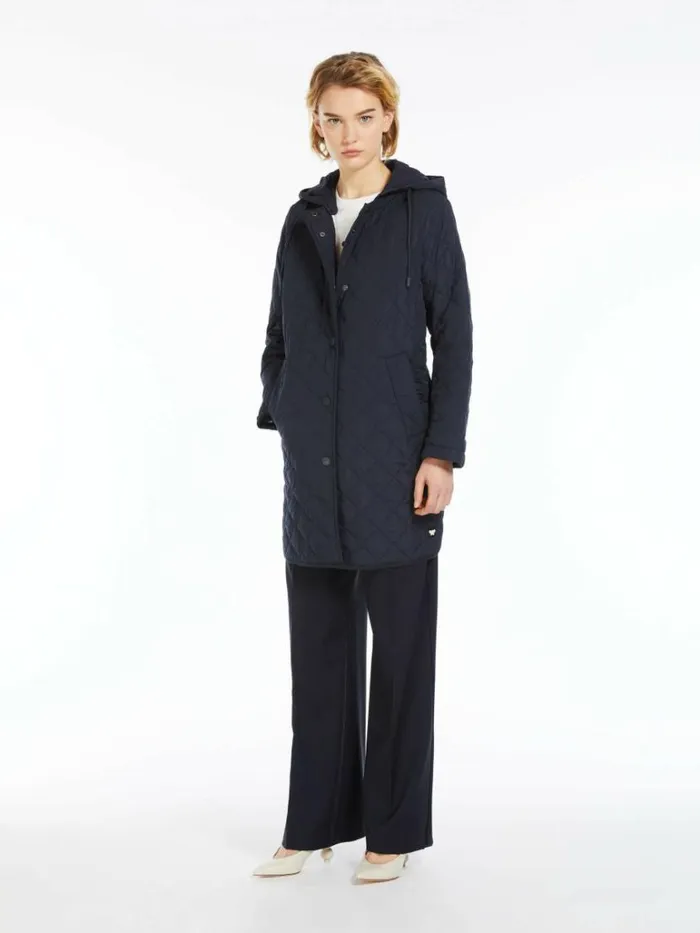Women Max Mara Padded Coats Waterrepellent Fabric Down Jacket Navy