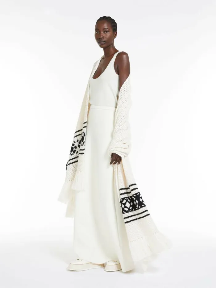 Women Max Mara Scarves And Foulards Large Wool And Cashmere Scarf Ivory