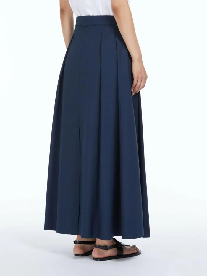 Women Max Mara Skirts Pleated Cotton Poplin Skirt Midnightblue