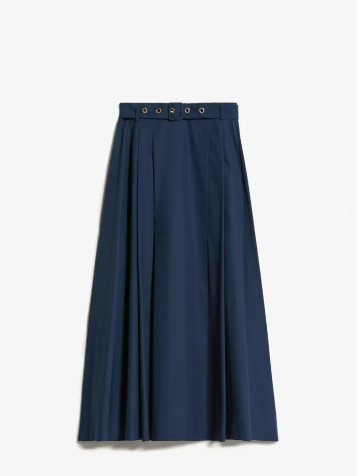 Women Max Mara Skirts Pleated Cotton Poplin Skirt Midnightblue
