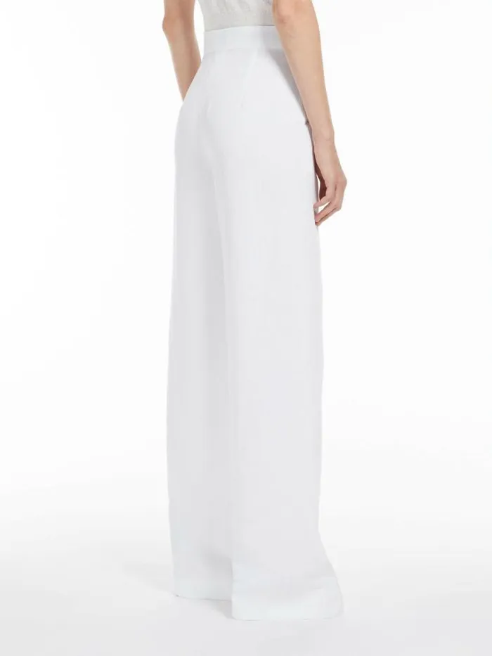 Women Max Mara Suit Flowing Viscose And Linen Trousers White