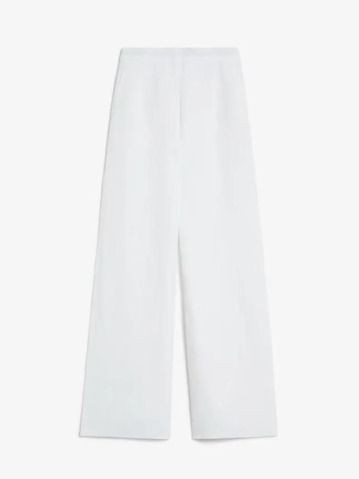 Women Max Mara Suit Flowing Viscose And Linen Trousers White