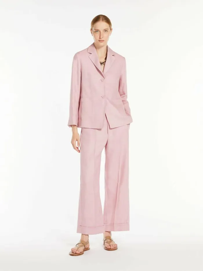 Women Max Mara Suit Singlebreasted Linen Jacket Pink