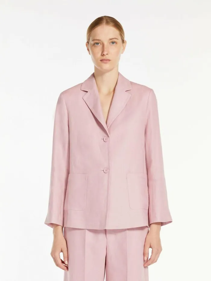 Women Max Mara Suit Singlebreasted Linen Jacket Pink