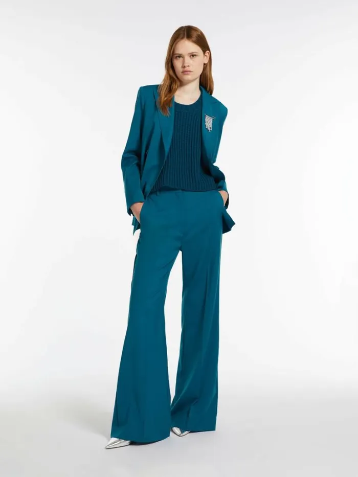Women Max Mara Suit Tailored Woollen Cloth Blazer Avio