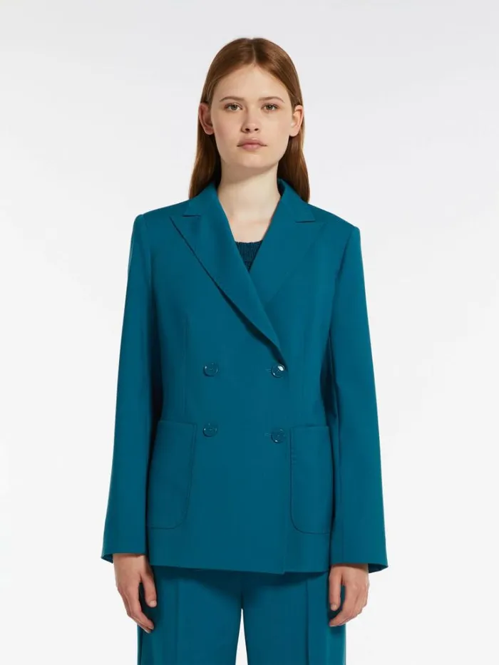 Women Max Mara Suit Tailored Woollen Cloth Blazer Avio