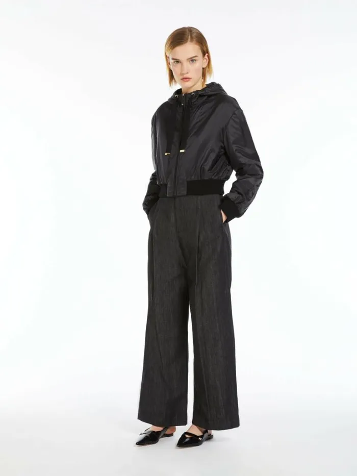 Women Max Mara The Cube 8211 Cameluxe Hooded Bomber Jacket In Waterresistant Canvas Black Women Max Mara The Cube 8211 Cameluxe Hooded Bomber Jacket In Waterresistant Canvas Black