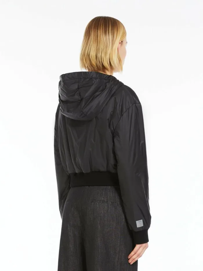 Women Max Mara The Cube 8211 Cameluxe Hooded Bomber Jacket In Waterresistant Canvas Black