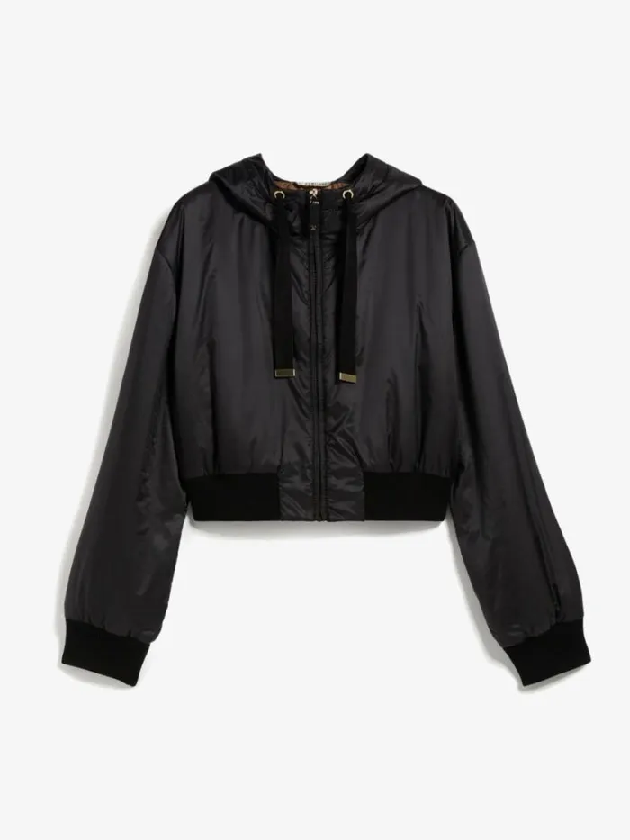 Women Max Mara The Cube 8211 Cameluxe Hooded Bomber Jacket In Waterresistant Canvas Black