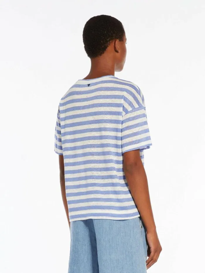 Women Max Mara Tops And Tshirts Linen Jersey Blouse Light Blue