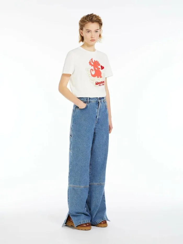 Women Max Mara Tops And Tshirts Printed Jersey Tshirt White