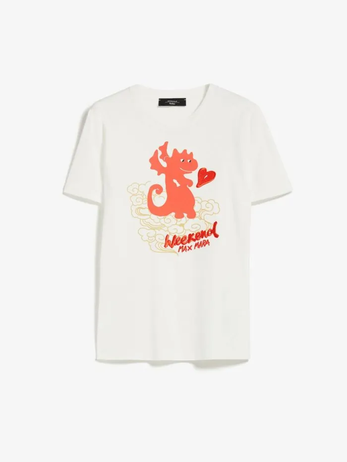 Women Max Mara Tops And Tshirts Printed Jersey Tshirt White