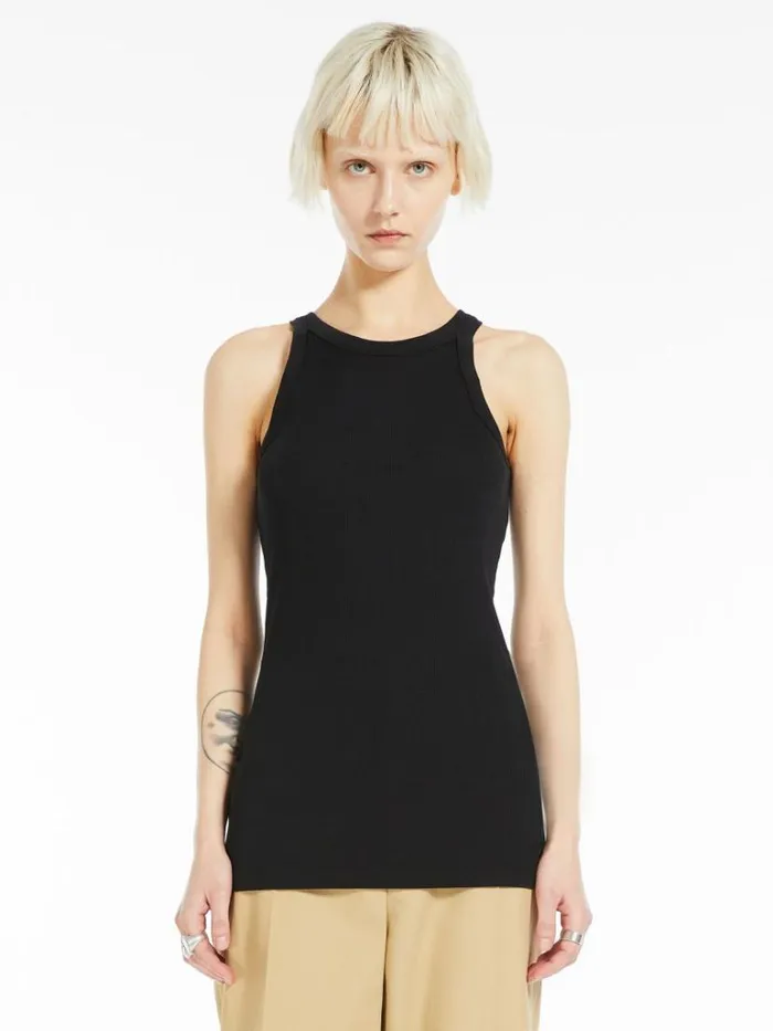 Women Max Mara Tops And Tshirts Silkblend Jersey Vest Top Black