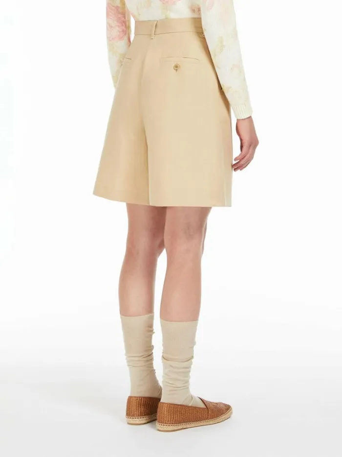 Women Max Mara Trousers And Jeans Cotton And Linen Canvas Bermuda Shorts Colonial