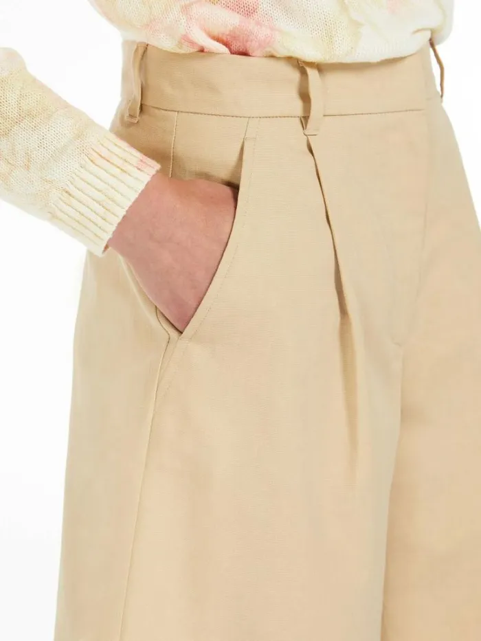 Women Max Mara Trousers And Jeans Cotton And Linen Canvas Bermuda Shorts Colonial