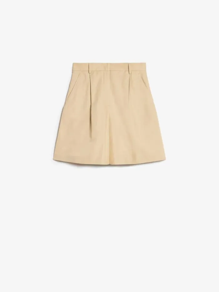 Women Max Mara Trousers And Jeans Cotton And Linen Canvas Bermuda Shorts Colonial
