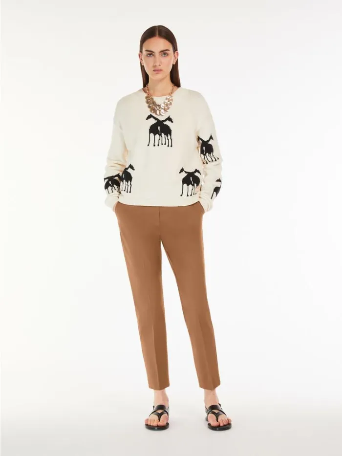 Women Max Mara Trousers And Jeans Cotton Cigarette Trousers Tobacco