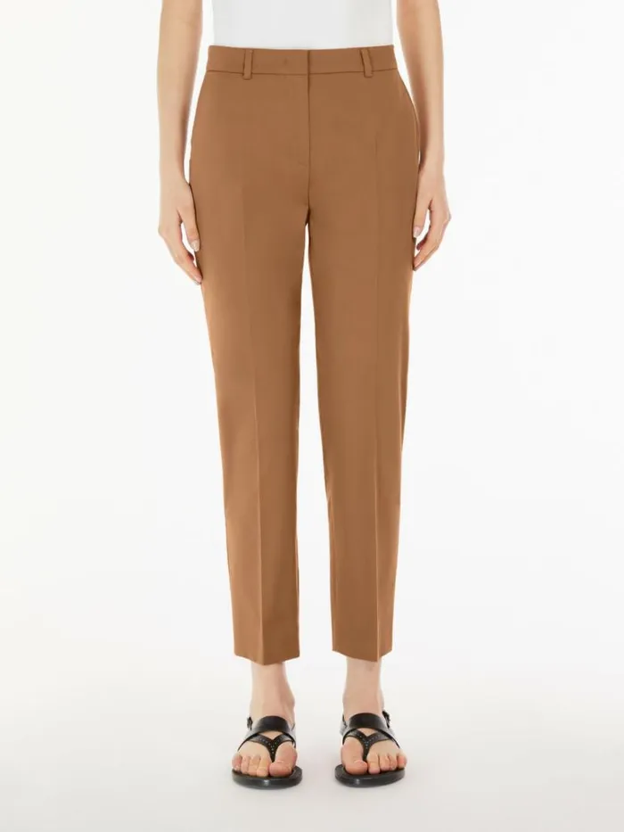 Women Max Mara Trousers And Jeans Cotton Cigarette Trousers Tobacco