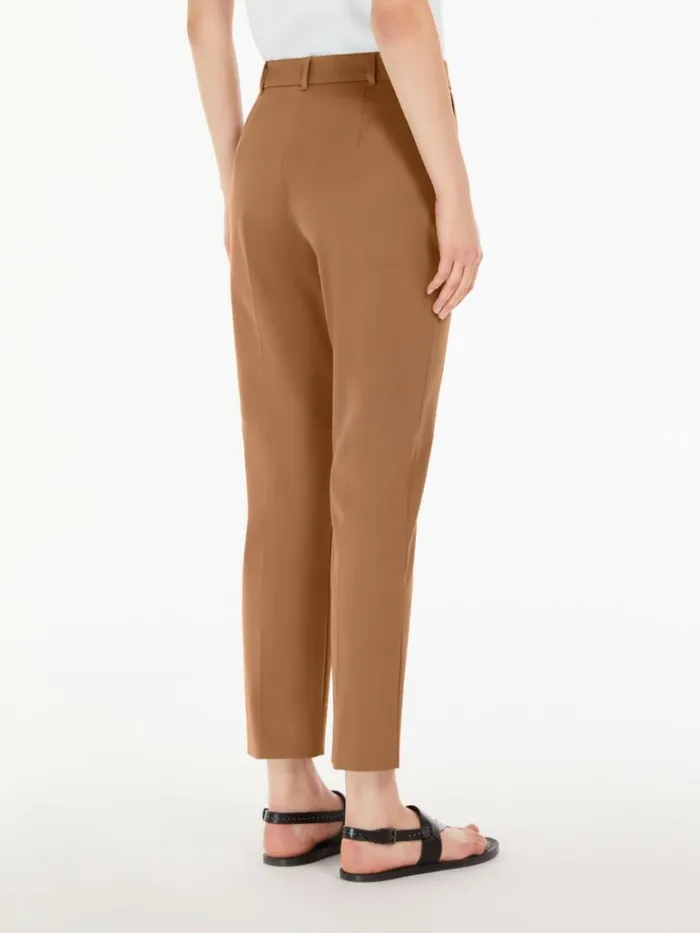 Women Max Mara Trousers And Jeans Cotton Cigarette Trousers Tobacco