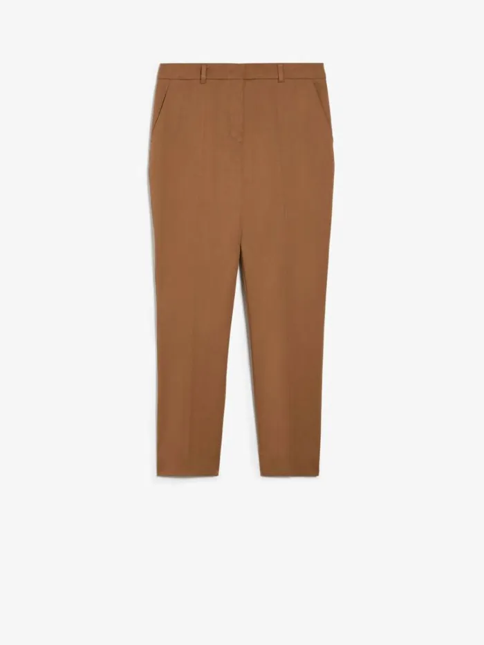 Women Max Mara Trousers And Jeans Cotton Cigarette Trousers Tobacco