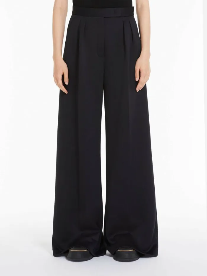 Women Max Mara Trousers And Jeans Flared Trousers In Scuba Jersey Black