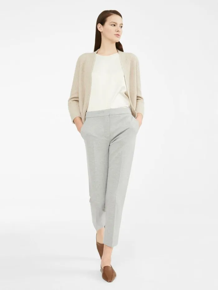Women Max Mara Trousers And Jeans Viscose Jersey Trousers Pearl Grey