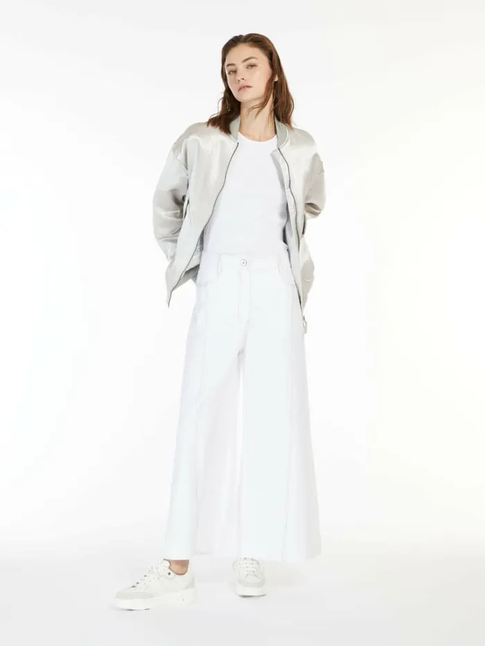 Women Max Mara Trousers And Jeans Widefit Denimlook Jersey Trousers White