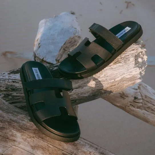 Women MAYVEN BLACK LEATHER Black Leather Steve Madden Sandals Women MAYVEN BLACK LEATHER Black Leather Steve Madden Sandals