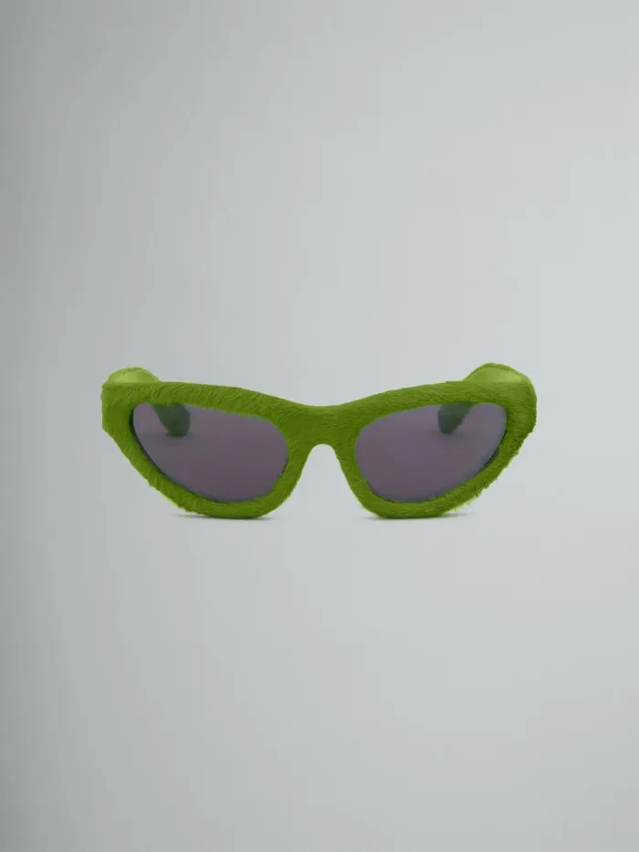 WomenMen Marni Sunglasses Mavericks Furry Green Sunglasses