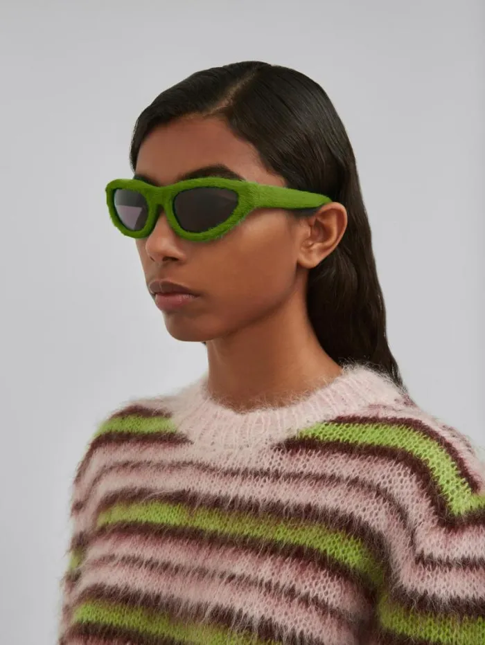 WomenMen Marni Sunglasses Mavericks Furry Green Sunglasses