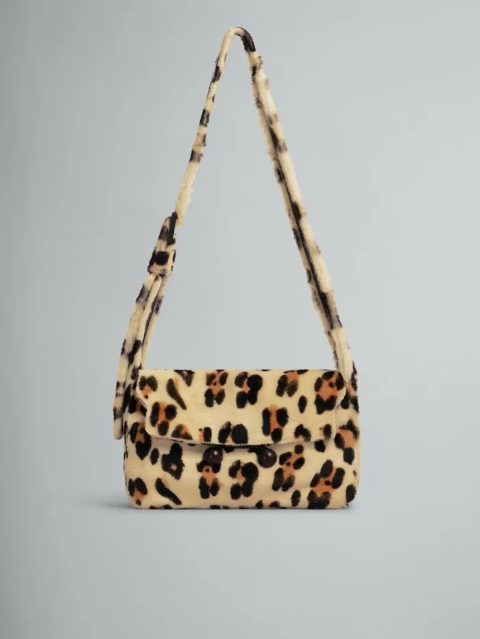 WomenMen Marni Trunkaroo Bag Shearling Animal Print Trunkaroo Soft Medium Shoulder Bag