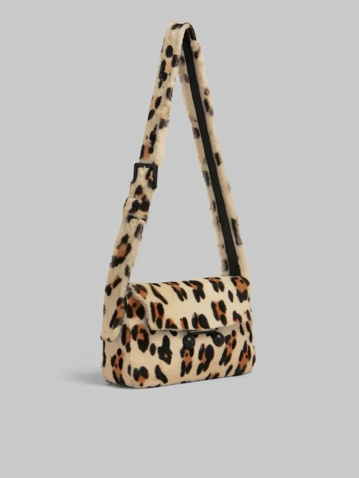 WomenMen Marni Trunkaroo Bag Shearling Animal Print Trunkaroo Soft Medium Shoulder Bag