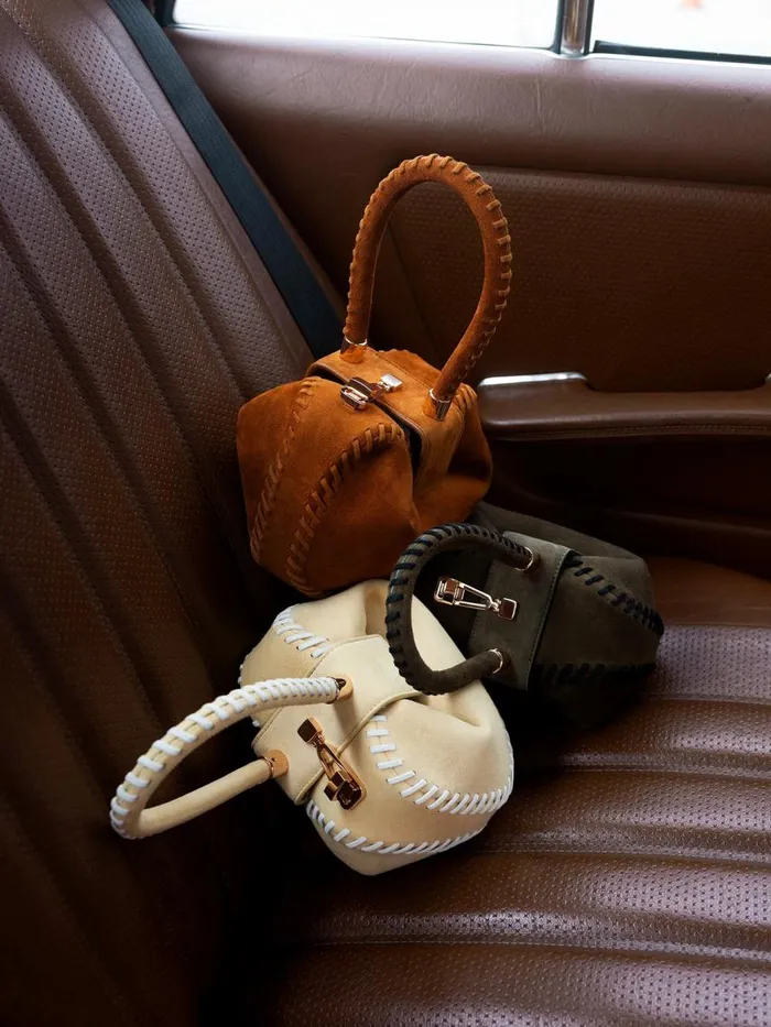 WomenMen Mini Bags Gabriela Hearst Whipstitch Demi Bag In Nude Suede