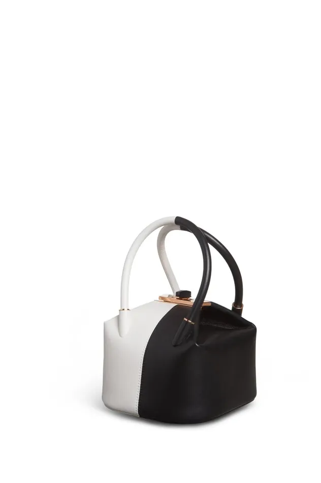 WomenMen Top Handles Gabriela Hearst Mini Baez Bag In Black and Ivory Nappa Leather