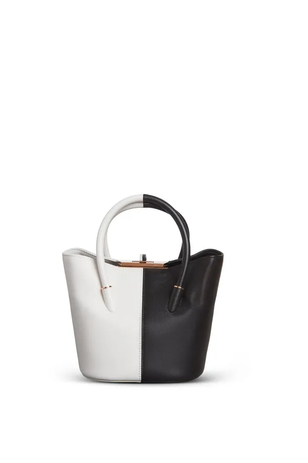 WomenMen Top Handles Gabriela Hearst Mini Baez Bag In Black and Ivory Nappa Leather