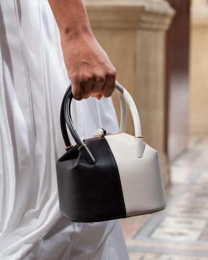 WomenMen Top Handles Gabriela Hearst Mini Baez Bag In Black and Ivory Nappa Leather