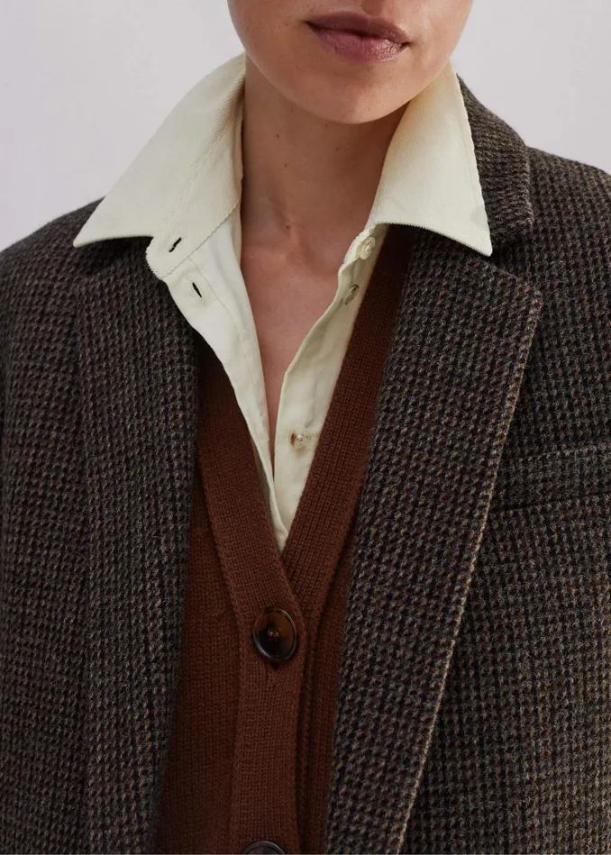 Women Merino Cashmere Relaxed Cardigan Maple Melange MEEM