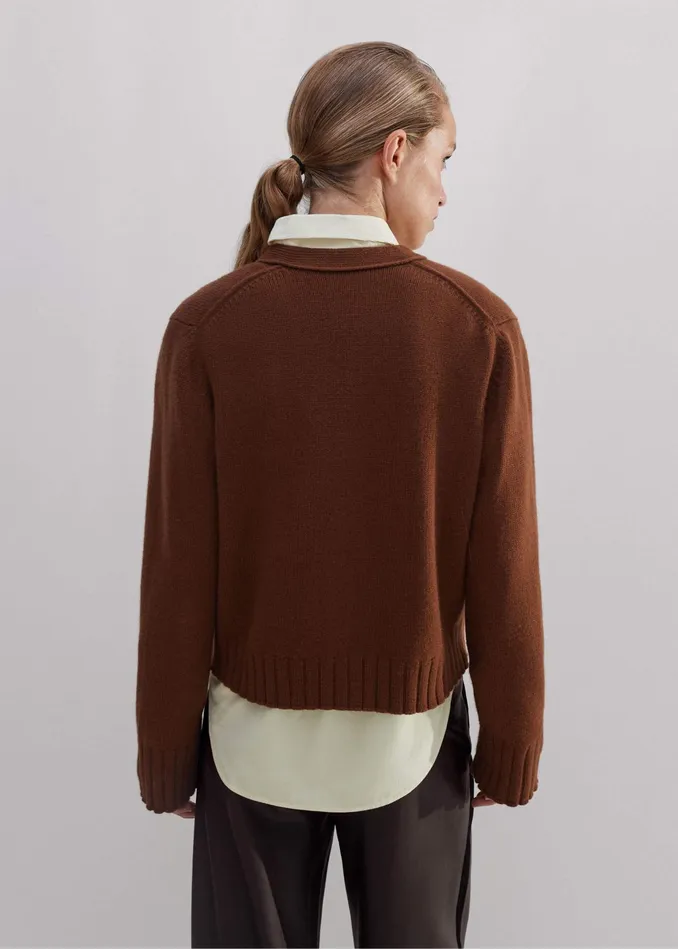 Women Merino Cashmere Relaxed Cardigan Maple Melange MEEM