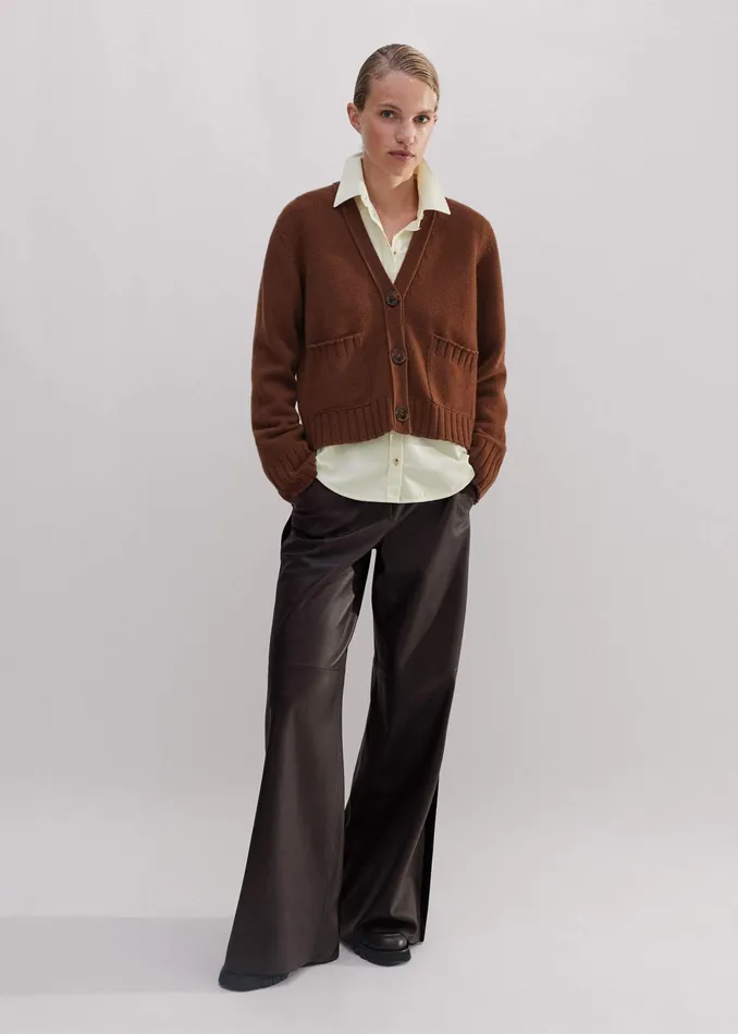 Women Merino Cashmere Relaxed Cardigan Maple Melange MEEM