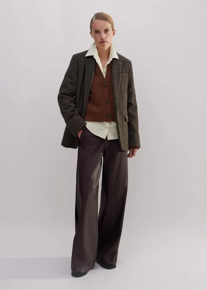 Women Merino Cashmere Relaxed Cardigan Maple Melange MEEM