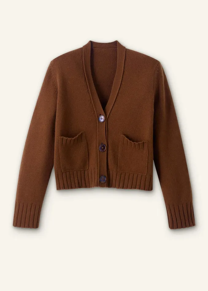 Women Merino Cashmere Relaxed Cardigan Maple Melange MEEM