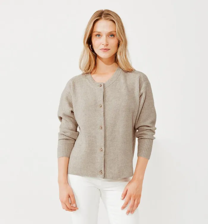 Women Merino Wool Cardigan 8211 Beige Promod Jumpers And Cardigans