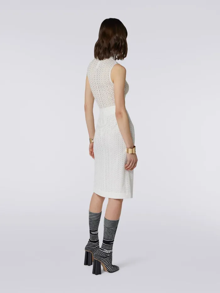 Women Midi Skirt With Split In Raschel Knit Wool And Viscose White Missoni Skirts Women Midi Skirt With Split In Raschel Knit Wool And Viscose White Missoni Skirts