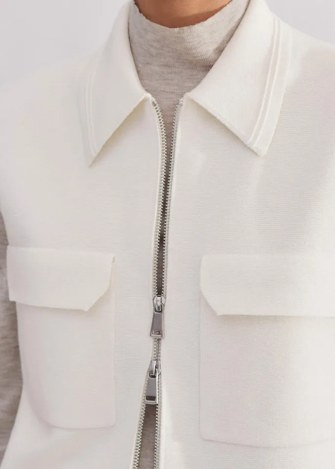 Women Milano Knit TwoWay Zip Layering Sweater Vest Cream MEEM