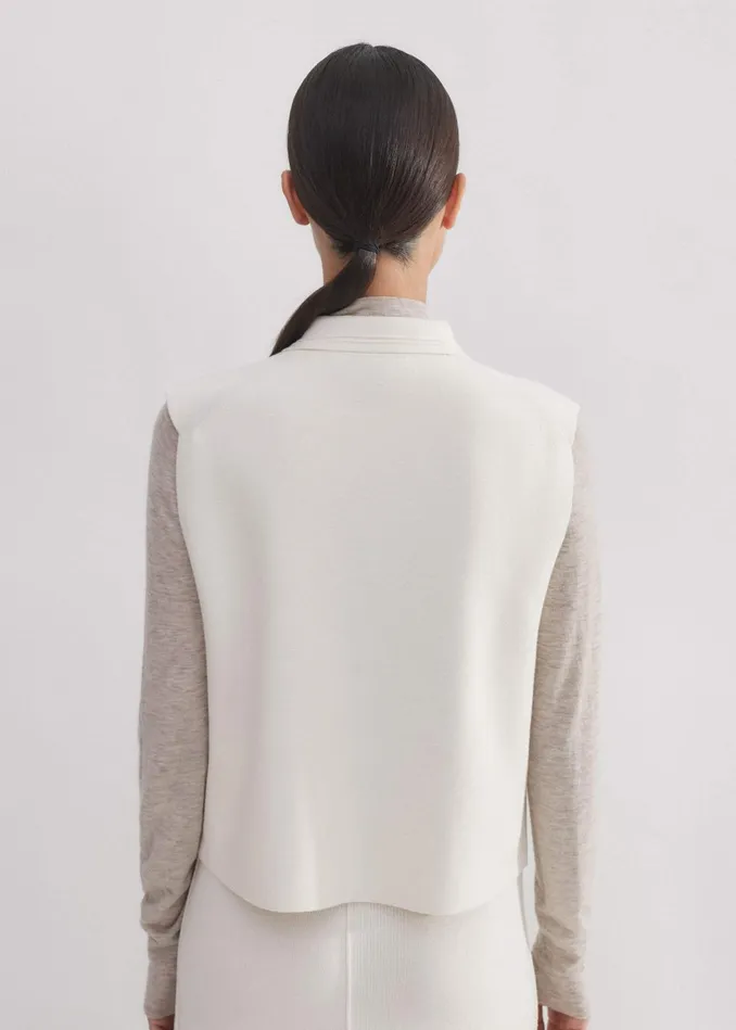 Women Milano Knit TwoWay Zip Layering Sweater Vest Cream MEEM