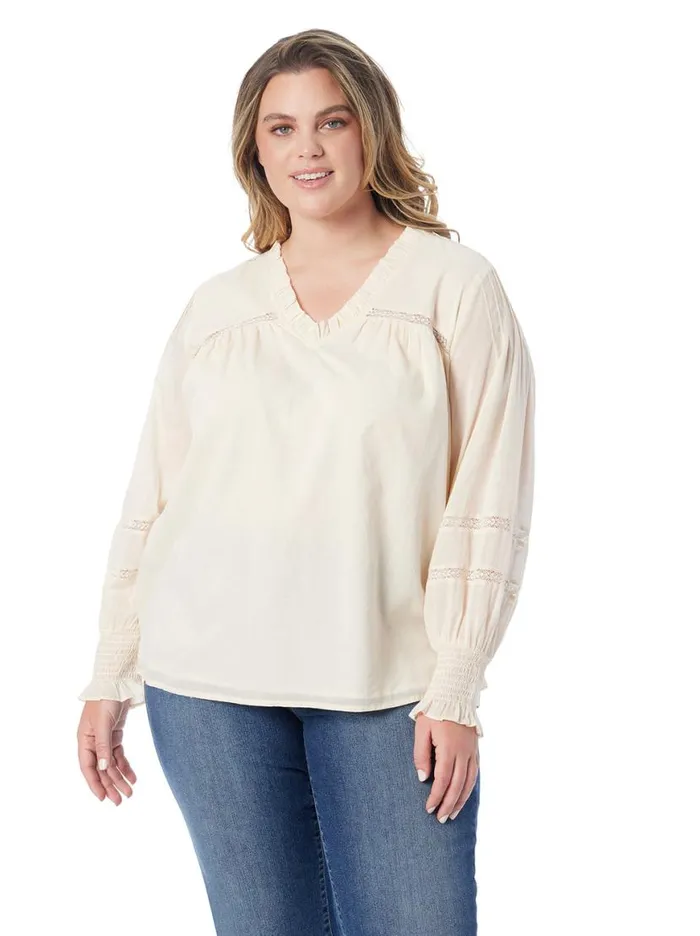 Women Milla Ruffle Top In Parchment Jessica Simpson Tops and Tees