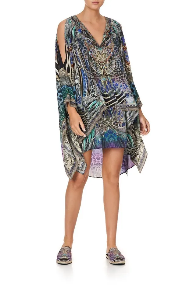 Women Mini Dresses Camilla Sheer Layered Dress With Split Animal Army