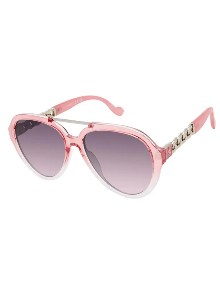 Women Modern Aviator Sunglasses In Cream To Pink Fade Jessica Simpson Sunglasses