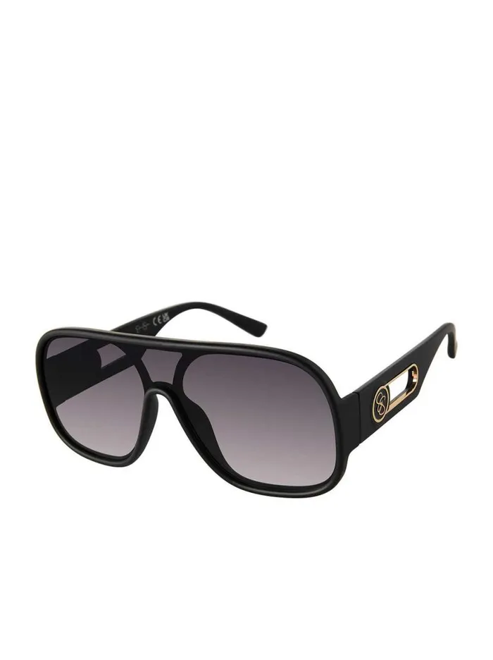 Women Modern Shield Aviator Sunglasses In Matte Black Jessica Simpson Sunglasses