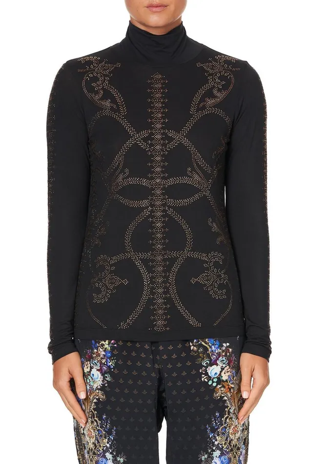 Women Modest Clothing Camilla Jersey Turtleneck Luxe Black